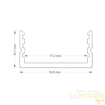 Alternative view of ALU. PROFIL ZA LED TRAKU NADGRADNI KVADRATNI DIFUZOR 2m 19.8x10.1mm