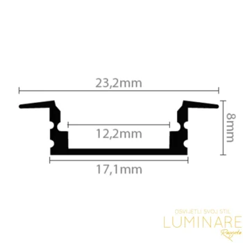 Alternative view of ALU. PROFIL ZA LED TRAKU UGRADBENI 2m 17.1x8mm