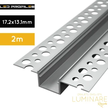ALU. PROFIL ZA LED TRAKU UGRADBENI 2m 17.2x13.1mm