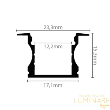 Alternative view of ALU. PROFIL ZA LED TRAKU UGRADBENI DUBOKI 2m 17.1x15.3mm