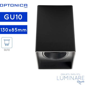 KVADRATNA STROPNA SPOTLIGHT SVJETILJKA GU10 CRNA PLASTIČNA