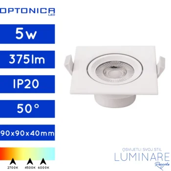 LED DOWNLIGHTER COB 5W KVADRATNI BIJELI
