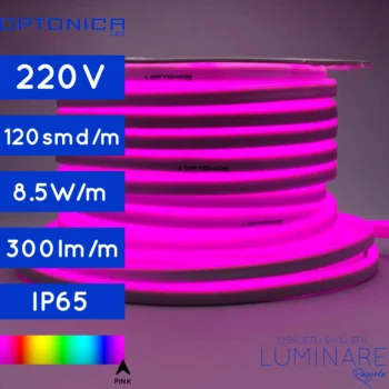 LED FLEX NEON 220V IP65 PINK 1m