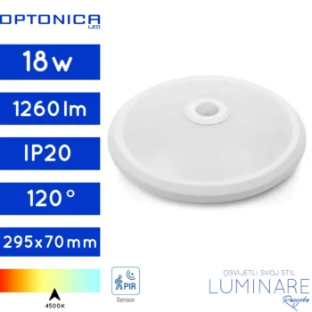 LED PLAFONJERA SA SENZOROM 18W OKRUGLA BIJELA