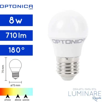led zarulja 8w-g45-e27-optonica-luminare rasvjeta
