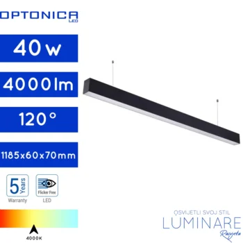 linearna led svjetiljka-visilica-40w-poveziva-neutralna boja svjetlosti-4000lm-crna-luminare rasvjeta