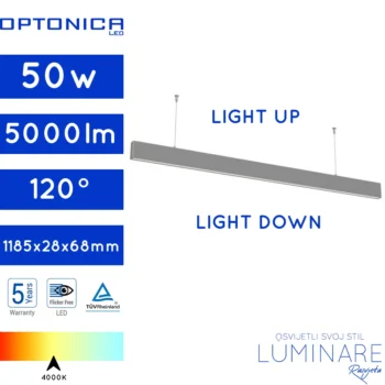 LINEARNA LED SVJETILJKA 50W SIVA SVJETLO GORE I DOLJE