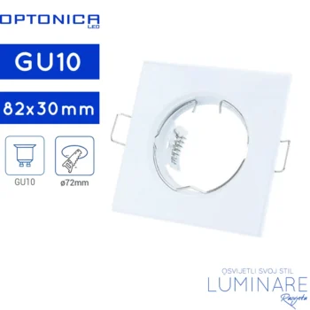 OKVIR ZA ŽARULJU GU10 KVADRATNI BIJELI UGRADBENI