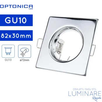OKVIR ZA ŽARULJU GU10 KVADRATNI CHROME UGRADBENI