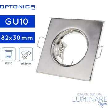 OKVIR ZA ŽARULJU GU10 KVADRATNI INOX UGRADBENI