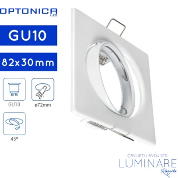 ZAKRETNI OKVIR ZA ŽARULJU GU10 KVADRATNI BIJELI UGRADBENI