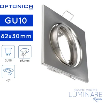 ZAKRETNI OKVIR ZA ŽARULJU GU10 KVADRATNI INOX UGRADBENI