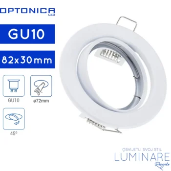 ZAKRETNI OKVIR ZA ŽARULJU GU10 OKRUGLI BIJELI UGRADBENI