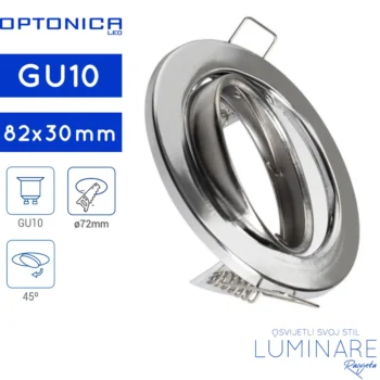 ZAKRETNI OKVIR ZA ŽARULJU GU10 OKRUGLI CHROME UGRADBENI