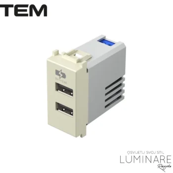 MODUL UTIČNICA 2xUSB 5V 2.4A BEŽ SJAJNA