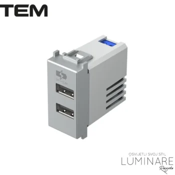 MODUL UTIČNICA 2xUSB 5V 2.4A SREBRNA MAT