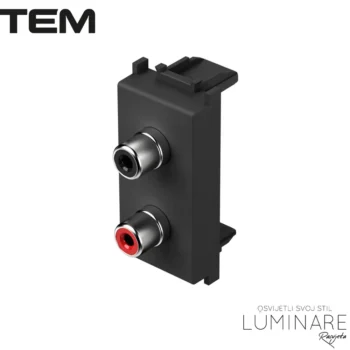 MODUL UTIČNICA AUDIO 2xRCA 1M CRNA MAT