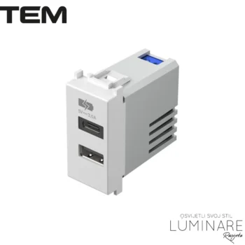 MODUL UTIČNICA USB C+USB A 5V 3.0A BIJELA SJAJNA