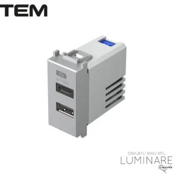 MODUL UTIČNICA USB C+USB A 5V 3.0A SREBRNA MAT