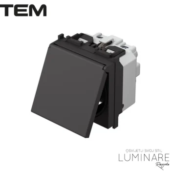MODUL UTIČNICA ŠUKO 16A SA POKLOPCEM CRNA MAT