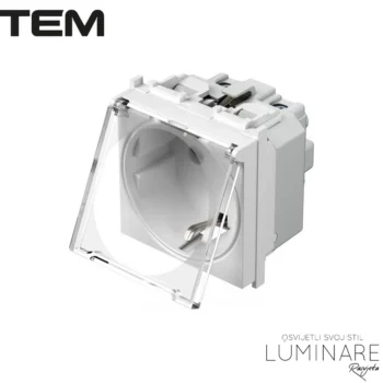 MODUL UTIČNICA ŠUKO 16A SA PROZ. POKLOPCEM BIJELA SJAJNA