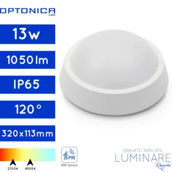 LED PLAFONJERA 13W VANJSKA IP65 SA MIKROVALNIM SENZOROM