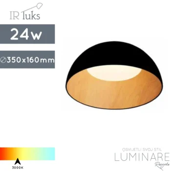 led plafonjera mezza legno-24w-mat crna-drvo-35x16cm-luminare rasvjeta