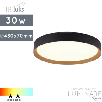 LED PLAFONJERA 30W ROTONDO ANTICO MATT BLACK/GOLD