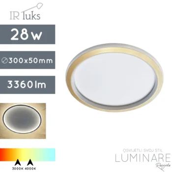 LED PLAFONJERA 28W SOTTILMENTE C300 BRUSHED GOLD