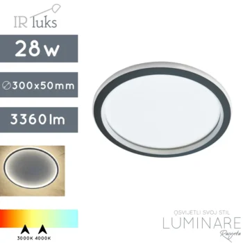 LED PLAFONJERA 28W SOTTILMENTE C300 SANDY BLACK