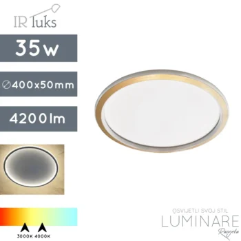LED PLAFONJERA 35W SOTTILMENTE C400 BRUSHED GOLD