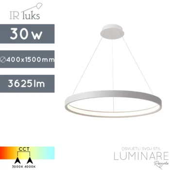 led visilica interno-okrugla visilica-ir luks-30w-cct-bijela-luminare rasvjeta