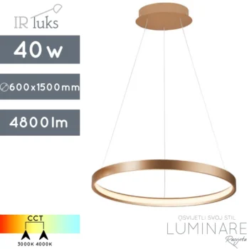 led visilica interno-okrugla visilica-ir luks-40w-cct-zlatna-luminare rasvjeta