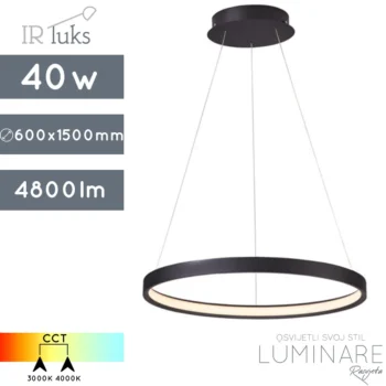 led visilica interno-okrugla visilica-ir luks-40w-cct-crna-luminare rasvjeta