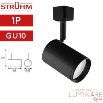 REFLEKTOR ZA MONOFAZNU ŠINU HAGA GU10 CRNI