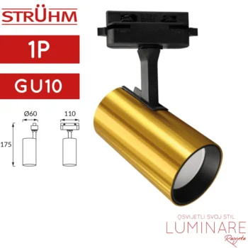 REFLEKTOR ZA MONOFAZNU ŠINU LUTER GU10 ZLATNI
