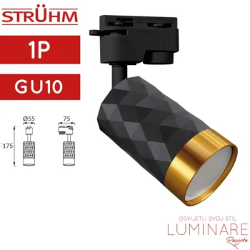 REFLEKTOR ZA MONOFAZNU ŠINU MATA GU10 CRNI