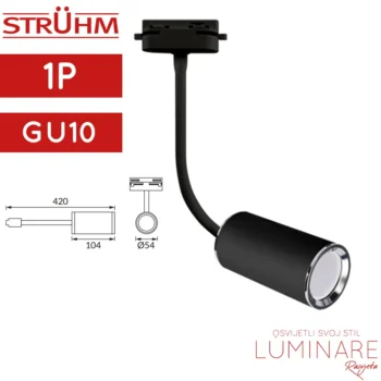 REFLEKTOR ZA MONOFAZNU ŠINU MEGAN 42 GU10 CRNI