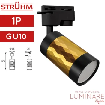 REFLEKTOR ZA MONOFAZNU ŠINU PIANO GU10 CRNO ZLATNI
