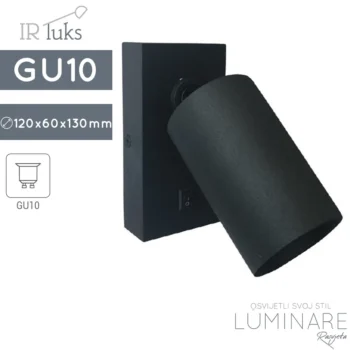 ZAKRETNA ZIDNA SPOTLIGHT SVJETILJKA SA PREKIDAČEM MURO CRNA