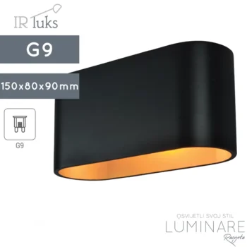 ZIDNA SVJETILJKA MURO OVALE CRNA/ZLATNA G9