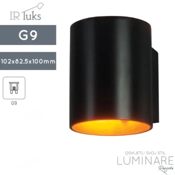 ZIDNA SVJETILJKA MURO TONDO CRNA/ZLATNA G9