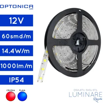 led traka 5050-14.4w-60led-ip54-crvena-plava-10milimetara-1000lumena-luminare rasvjeta