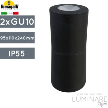 VANJSKA ZIDNA SVJETILJKA FRANCA 90-2L 2xGU10 CRNA IP55