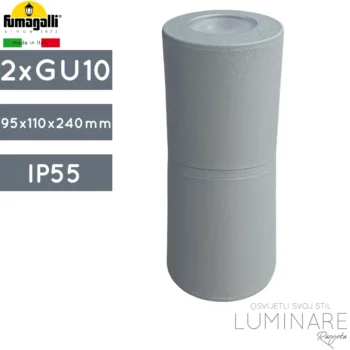 VANJSKA ZIDNA SVJETILJKA FRANCA 90-2L 2xGU10 SIVA IP55