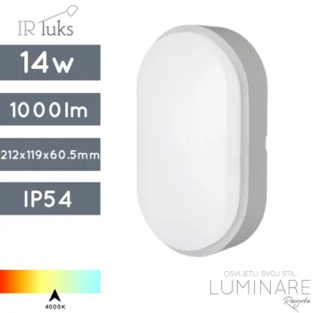 VANJSKA LED ZIDNA SVJETILJKA MT1S14XA1 14W 4000K IP54 SVIJETLO SIVA