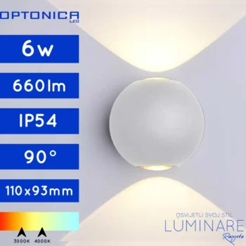 VANJSKA LED ZIDNA SVJETILJKA 6W IP54 OKRUGLA SIVA