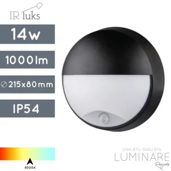 VANJSKA LED ZIDNA SVJETILJKA SA SENZOROM MY2S14DA2 14W 4000K IP54 CRNA