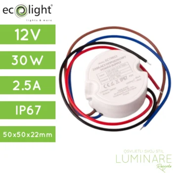 NAPAJANJE 30W 2.5A 12V IP67 UGRADNJA U FI60 KUTIJU