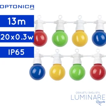 VANJSKI RASVJETNI LANAC SA INTEGRIRANIM RAZNOBOJNIM ŽARULJAMA 20x0.3w 13m BIJELI